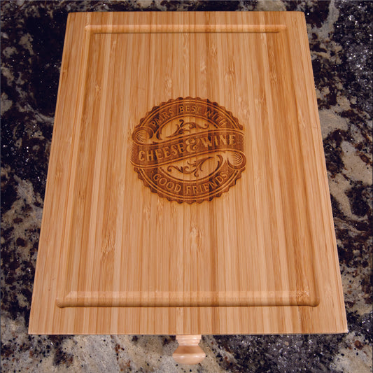 Bamboo Cheese Board with 3 Piece Tool Drawer