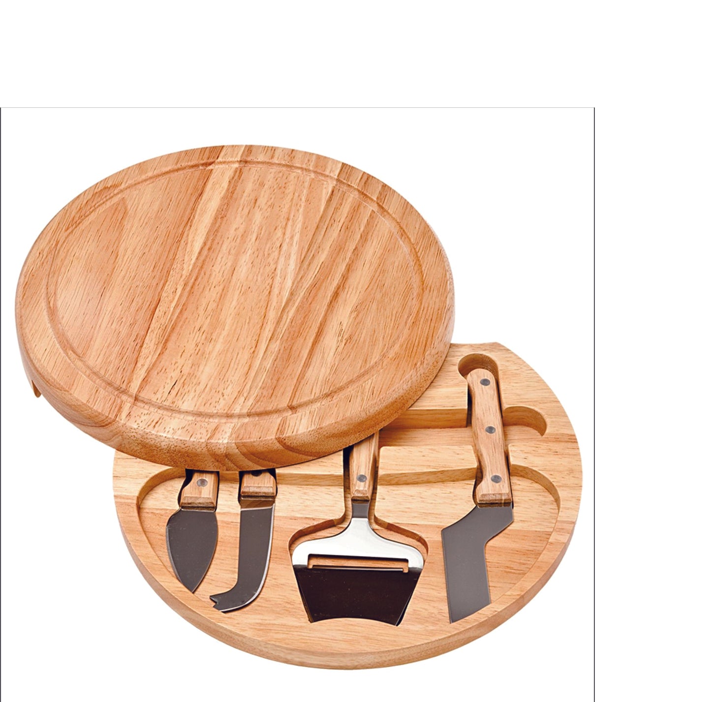 Round Cheese Board Kit with 4 Cheese Tools