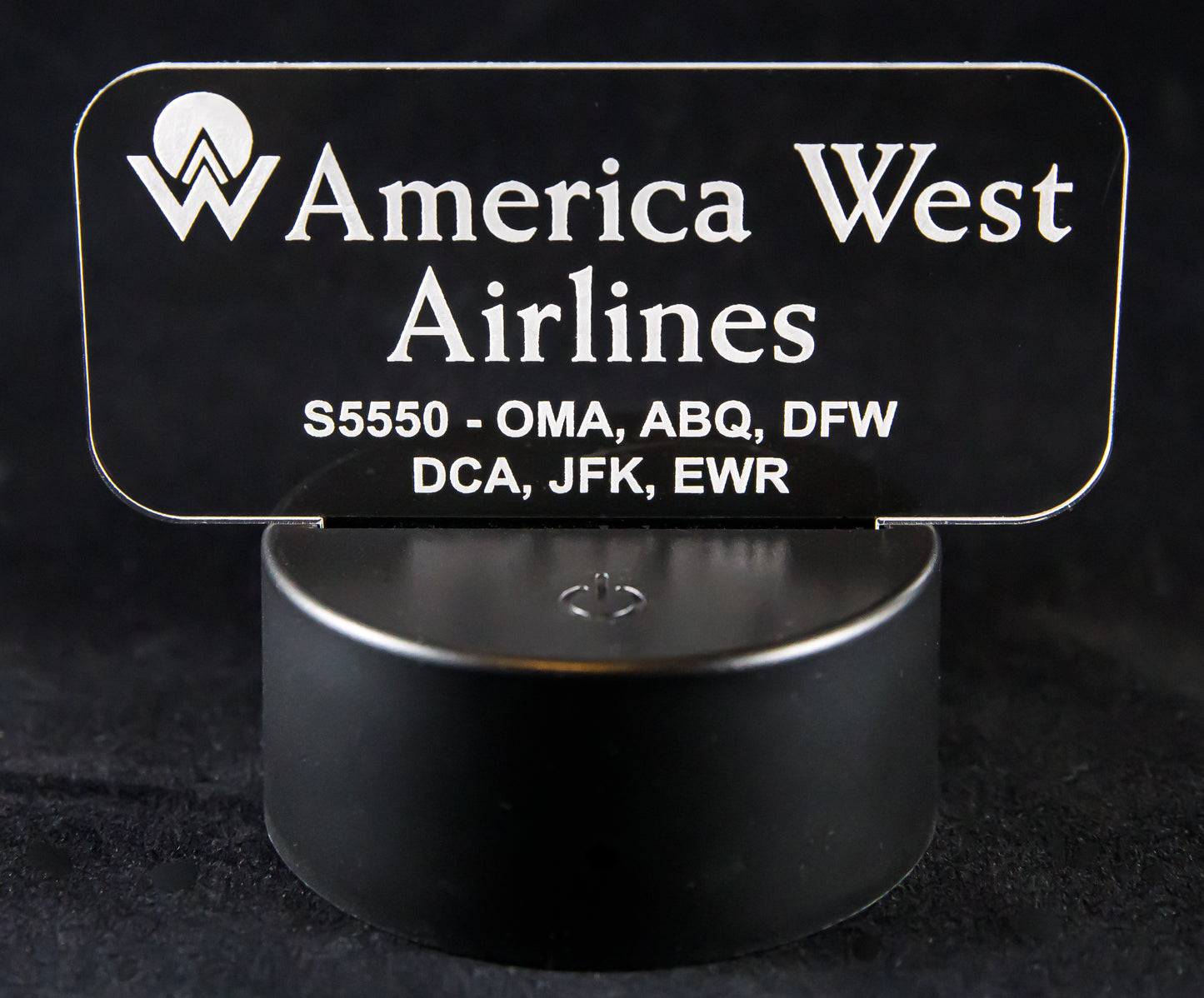 America West Logo Light Up Acrylic Desk Sign