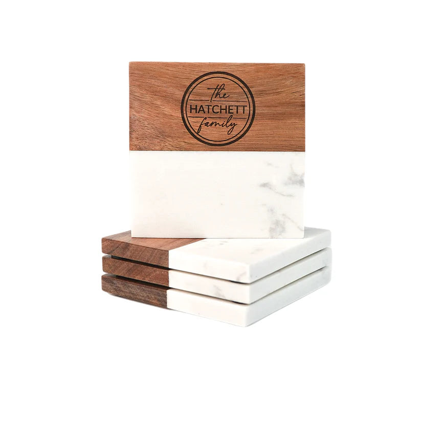 Marble Coaster Set - 4 Piece + Display Base