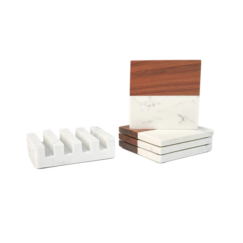 Marble Coaster Set - 4 Piece + Display Base