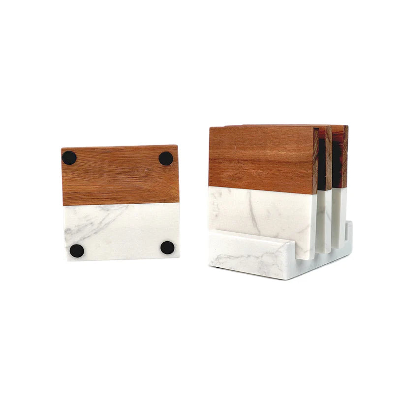 Marble Coaster Set - 4 Piece + Display Base