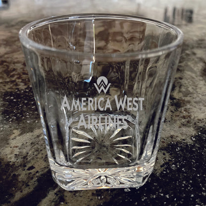 America West 850ml Round Glass Decanter with (4) 8 oz. Rectangle Rocks Glasses.